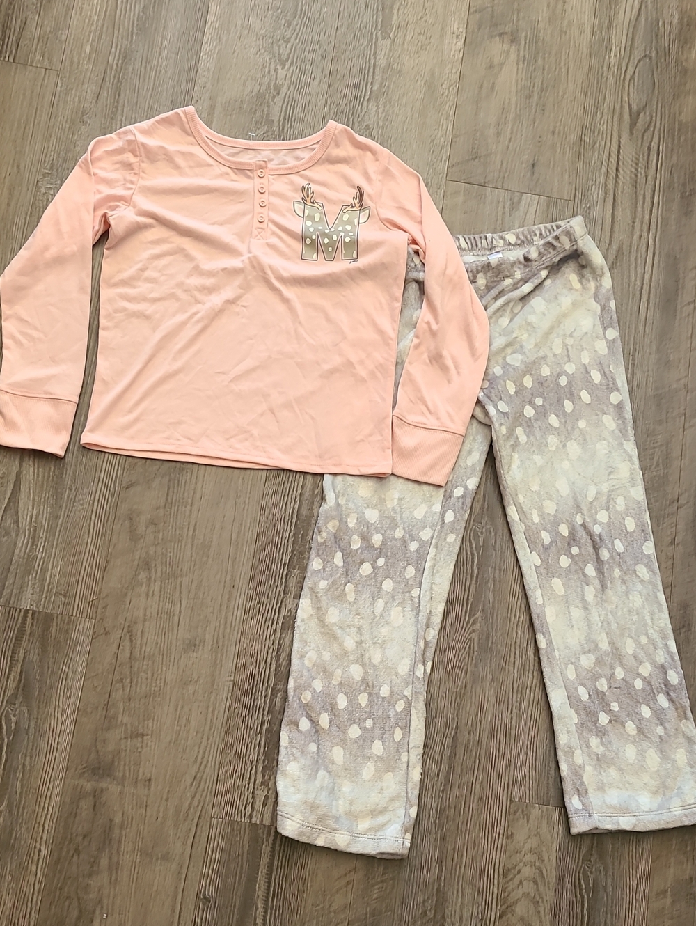 Justice M Pink Top With Soft Gray Matching Pants Pajama Set Size 10